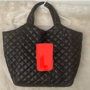 Elegant Black Quilted Tote Bag